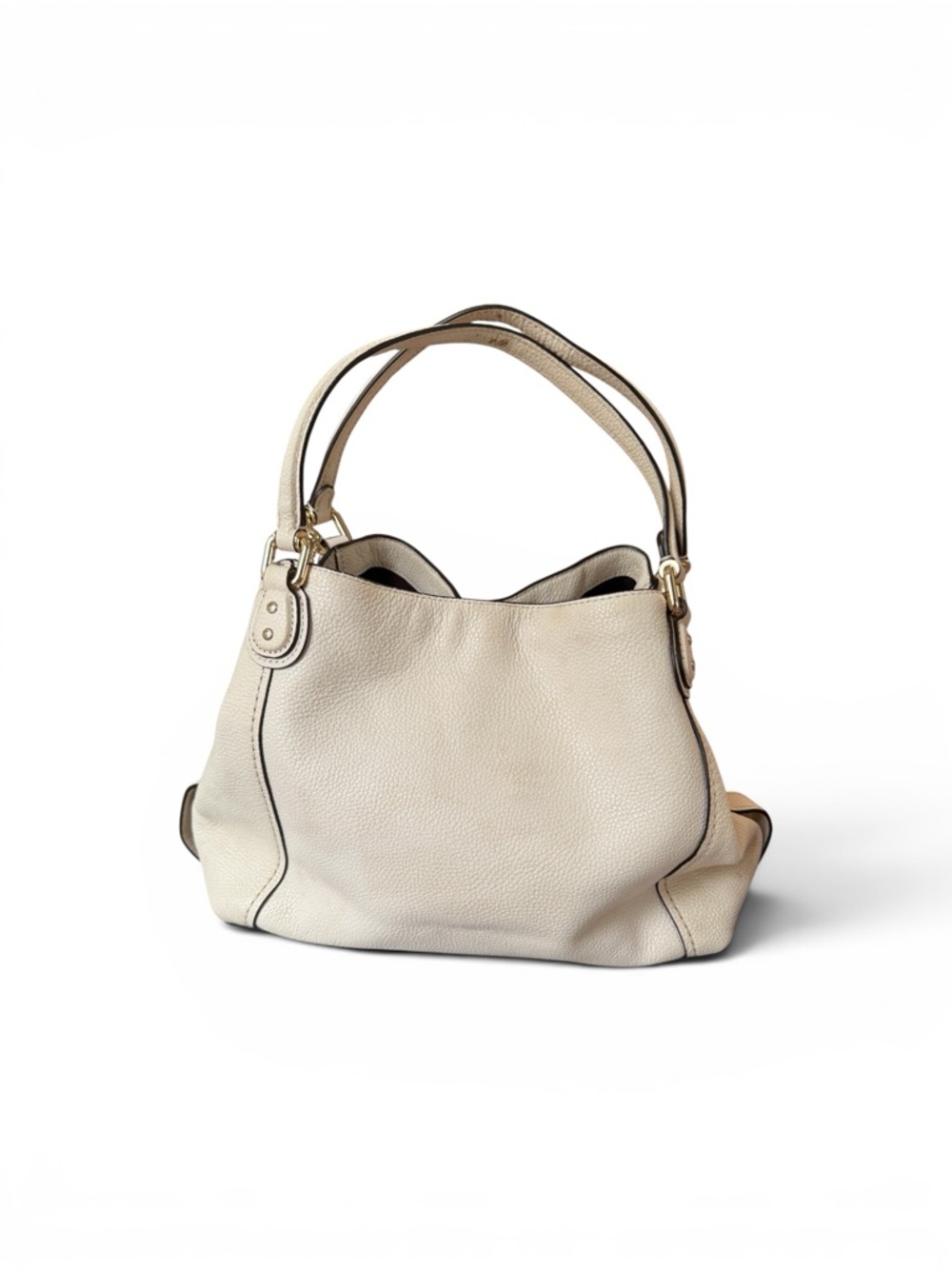 Coach Ivory Pebbled Leather Shoulder Bag with Gold Hardware EUC - Picture 2 of 7